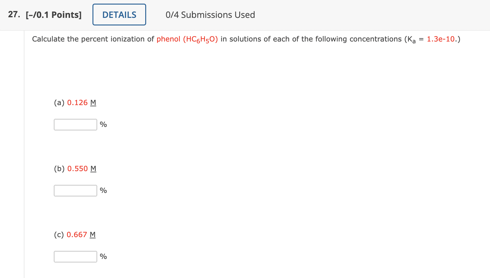 Solved Calculate the percent ionization of phenol (HC6H5O)