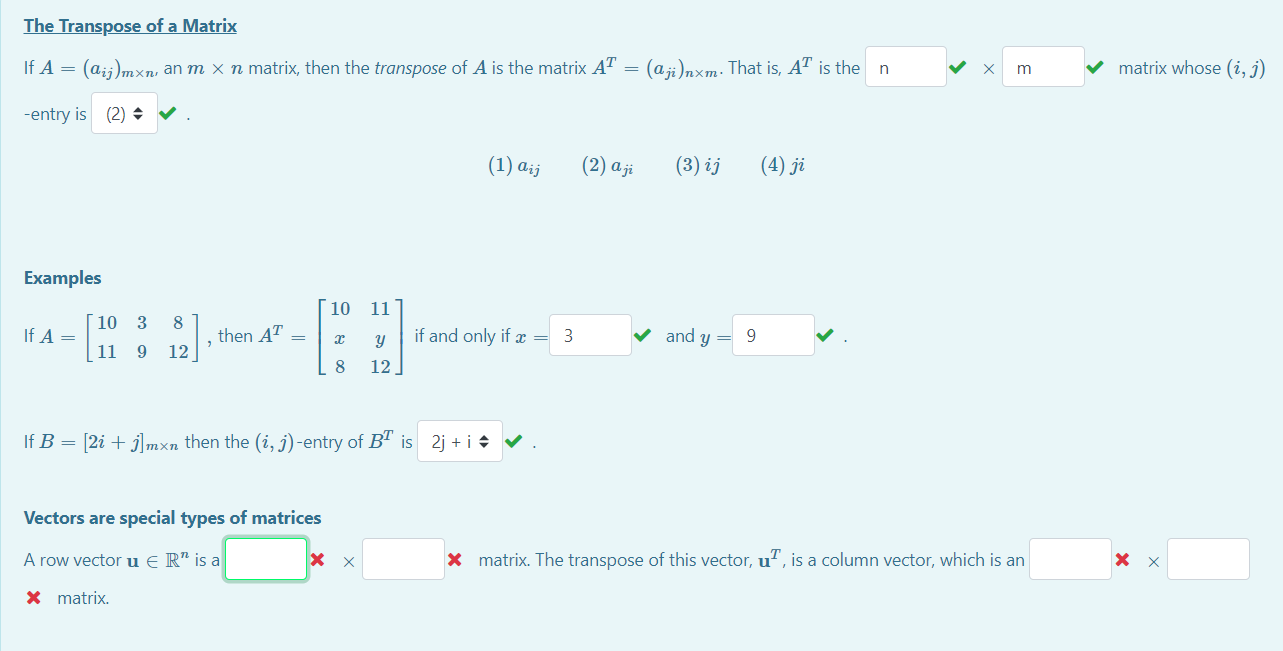 Solved The Transpose of a Matrix If A=(aij)m×n an m×n | Chegg.com