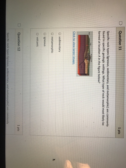Solved D Question 11 1 pts Specific rock types (igneous, | Chegg.com