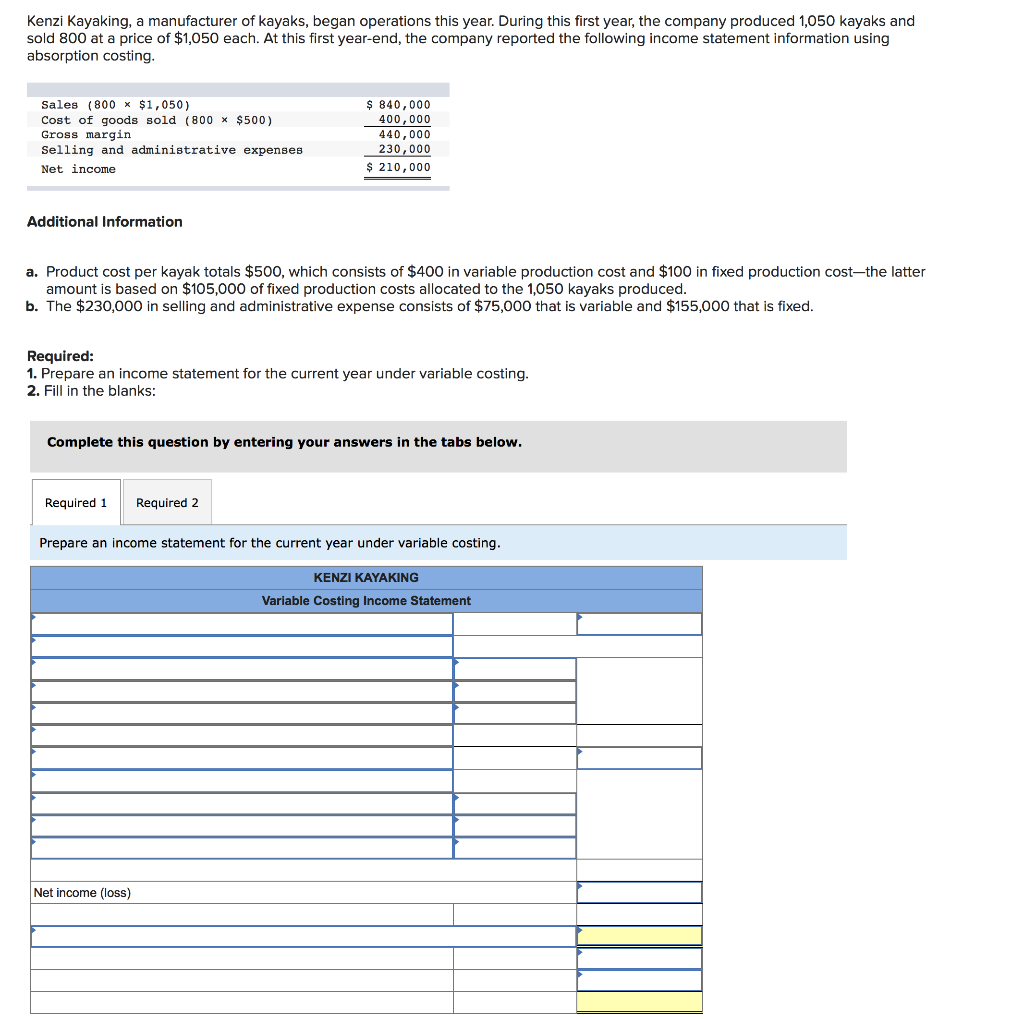 Solved Kenzi Kayaking, a manufacturer of kayaks, began | Chegg.com