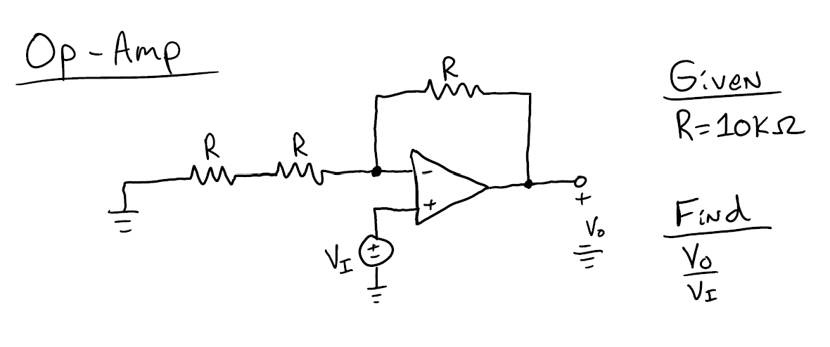 Solved Op-Amp R R VI to Vo Given R=10K₁2 Find Vo VI | Chegg.com