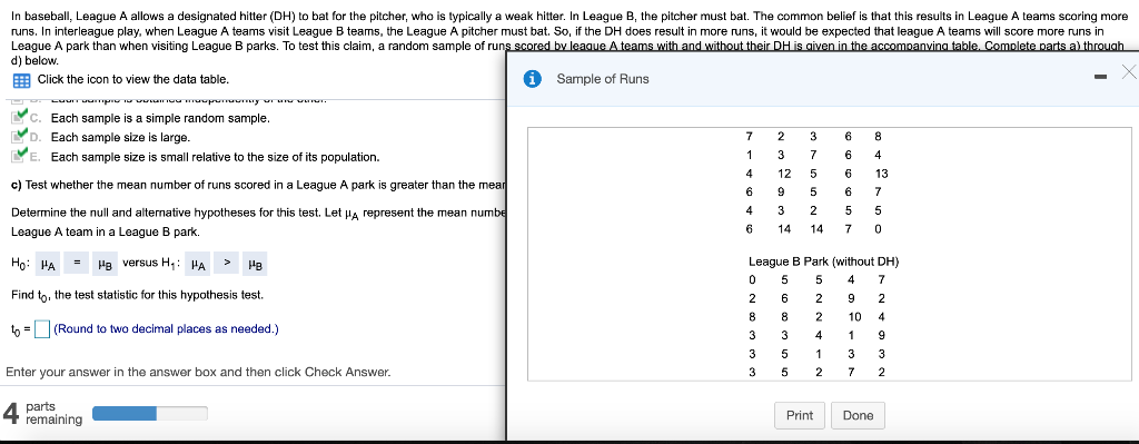 Solved In Baseball, League A Allows A Designated Hitter (DH) | Chegg.com