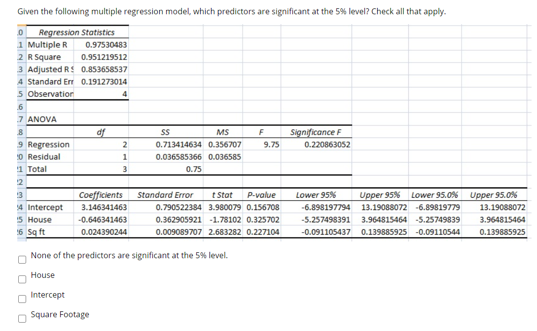 Solved Given the following multiple regression model, what | Chegg.com