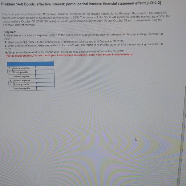 Solved Problem 14-8 Bonds; effective interest; partial | Chegg.com