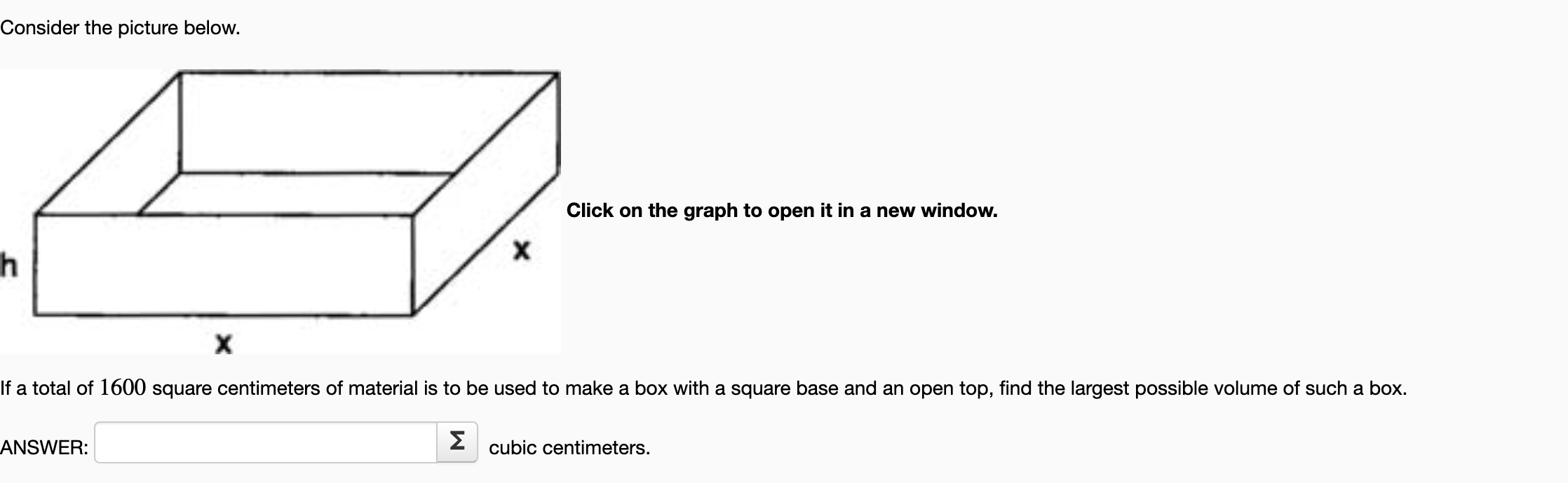 Solved If a total of 1600 square centimeters of material is | Chegg.com