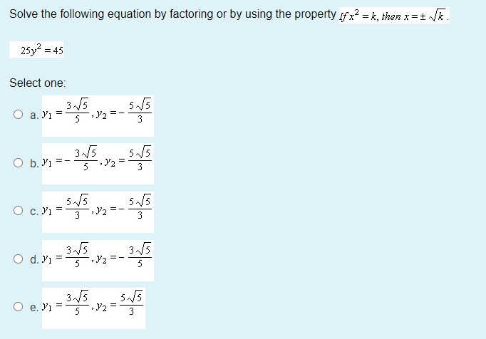 Solved Solve the following equation by factoring or by using | Chegg.com