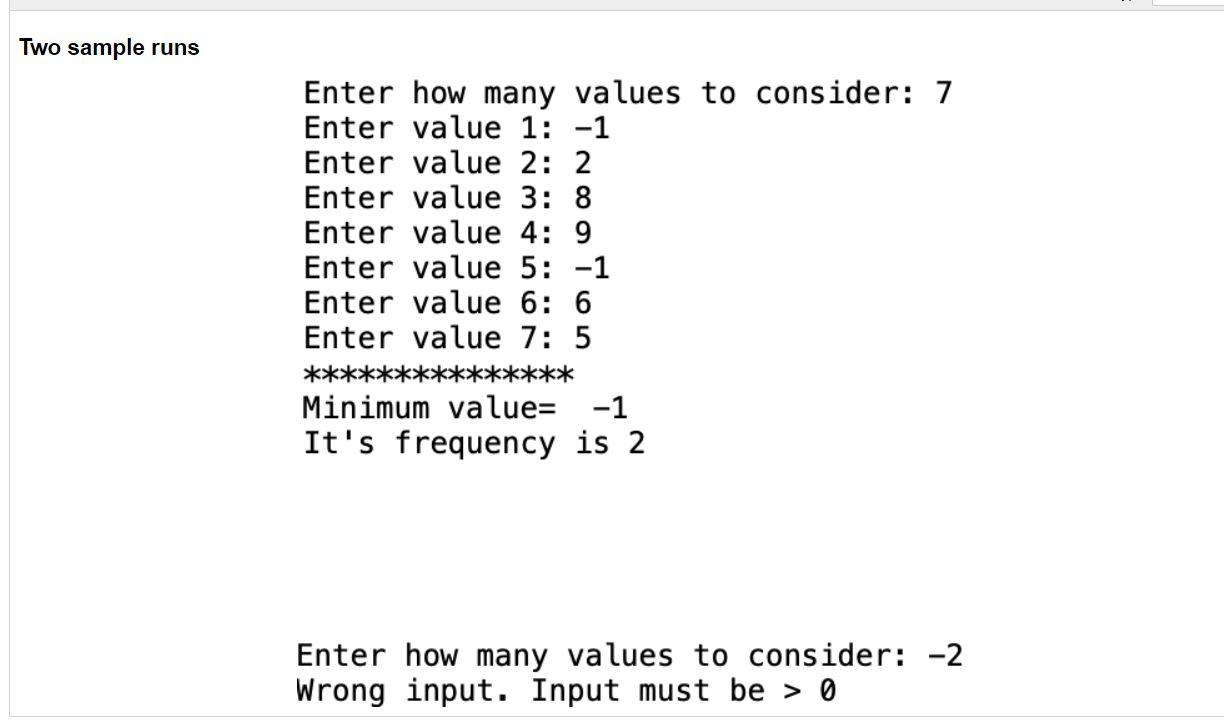 Solved Two sample runs Enter how many values to consider: 7 | Chegg.com
