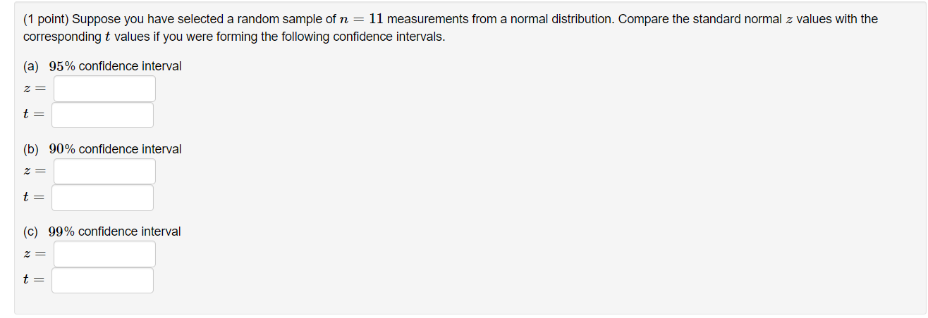 Solved (1 point) Suppose you have selected a random sample | Chegg.com