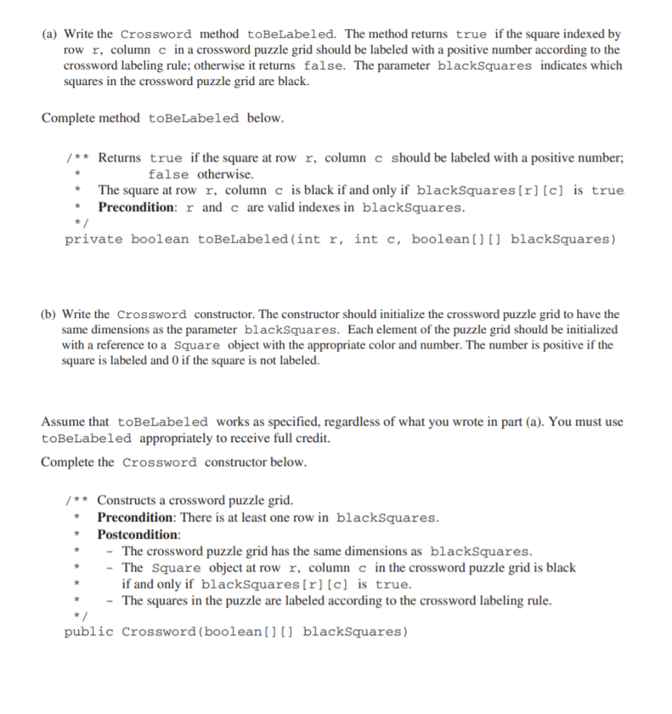 Solved 3 A crossword puzzle grid is a two dimensional Chegg com