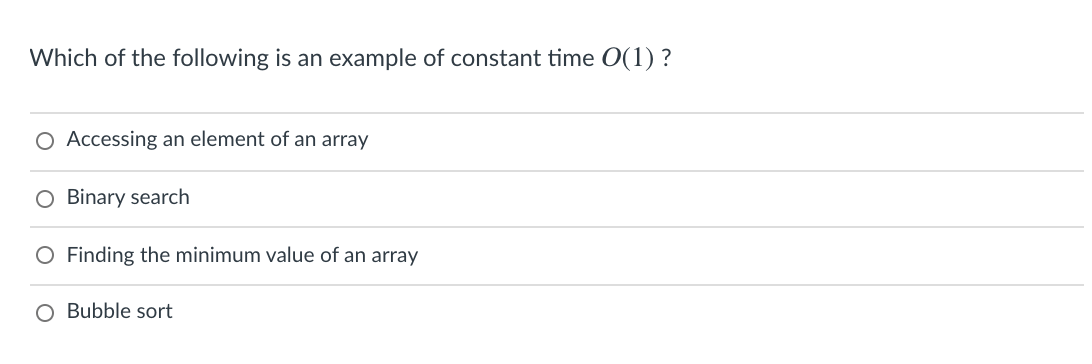 Solved Which of the following is an example of constant time | Chegg.com