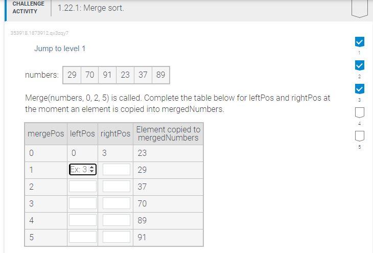 Solved CHALLENGE ACTIVITY 1.22.1: Merge sort | Chegg.com