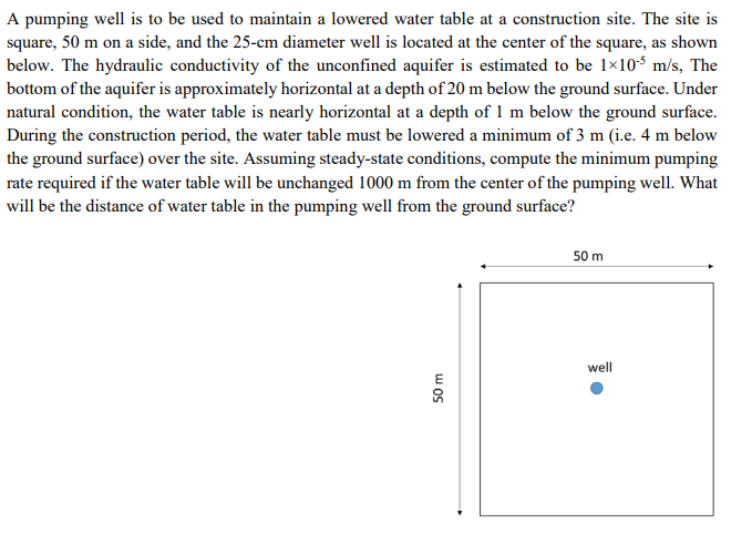 solved-a-pumping-well-is-to-be-used-to-maintain-a-lowered-chegg