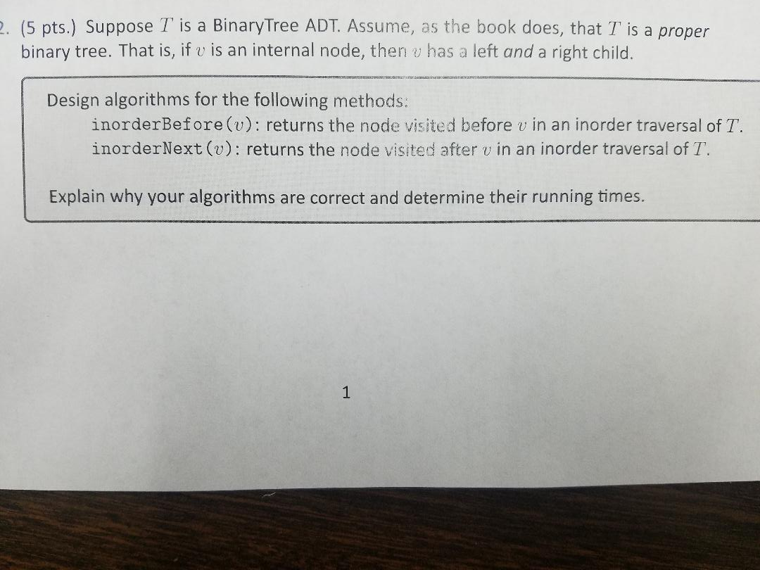2. (5 pts.) Suppose T is a BinaryTree ADT. Assume, as | Chegg.com