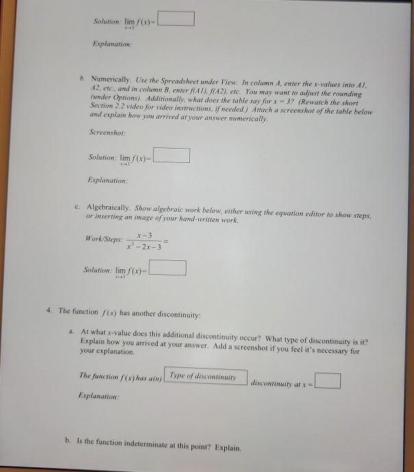 Solved Limits And Continuity Complete The Following Problems Chegg