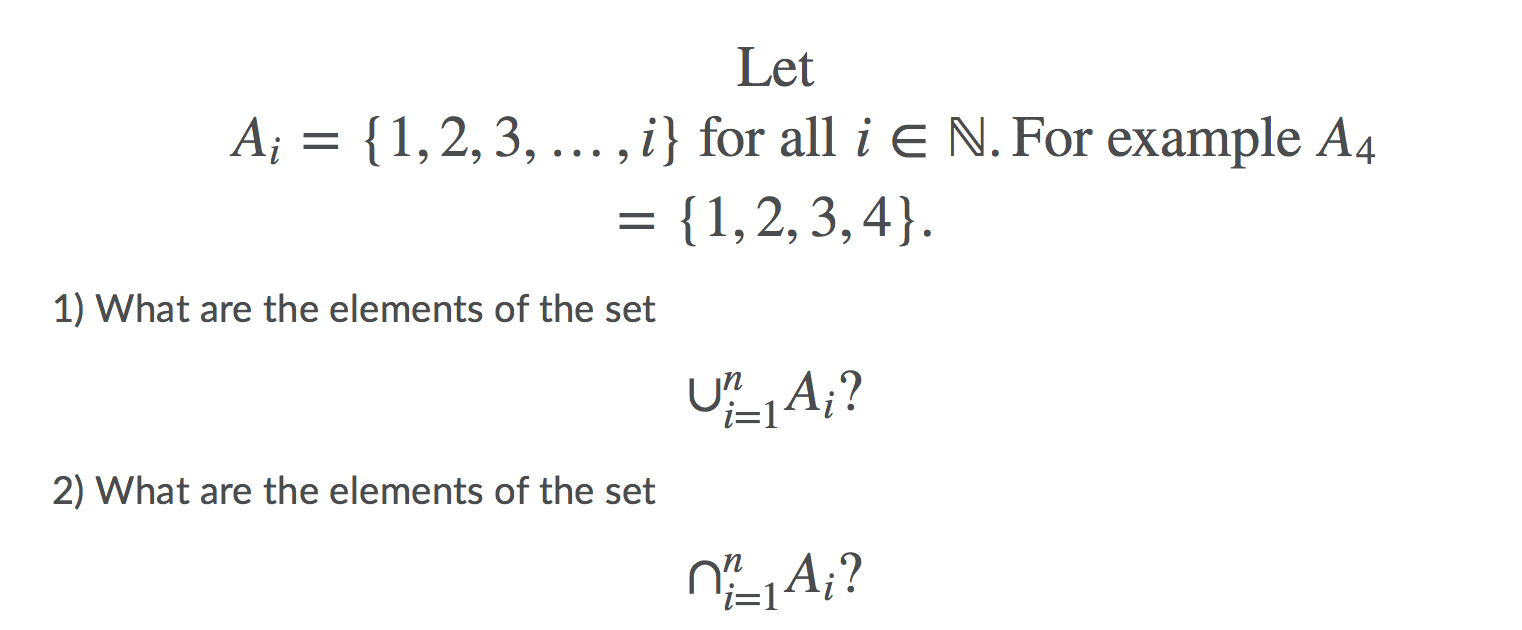 Solved Let A {1 2 3 I} For All I E N For Example