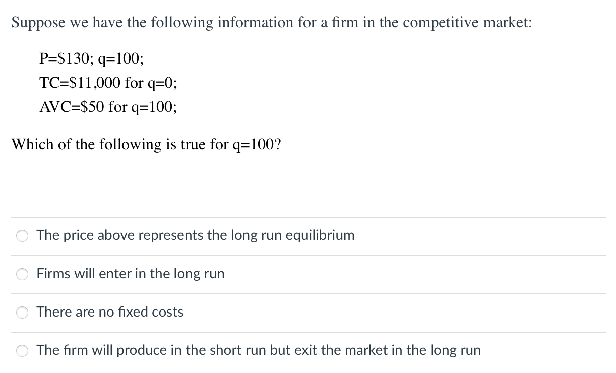 Solved Suppose We Have The Following Information For A Firm | Chegg.com