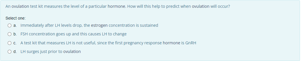 Solved An ovulation test kit measures the level of a | Chegg.com