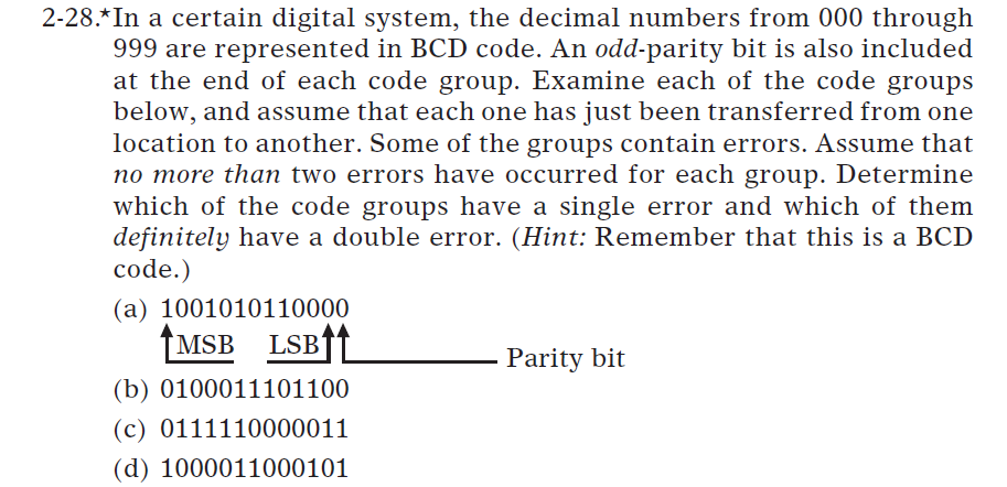 Solved 2-28.*In a certain digital system, the decimal | Chegg.com
