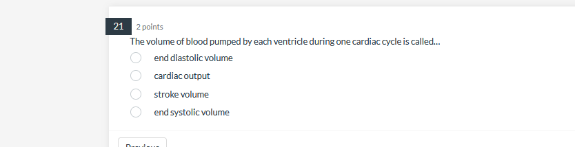 Solved 21 2 points The volume of blood pumped by each | Chegg.com