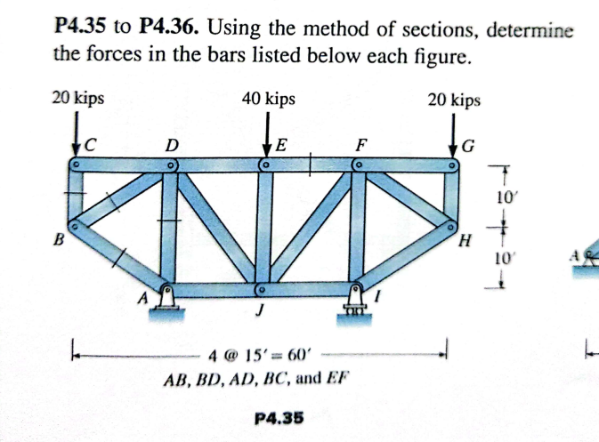 Solved P4.35 to P4.36. Using the method of sections, | Chegg.com