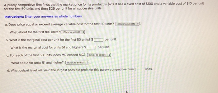 Solved A purely competitive firm finds that the market price | Chegg.com