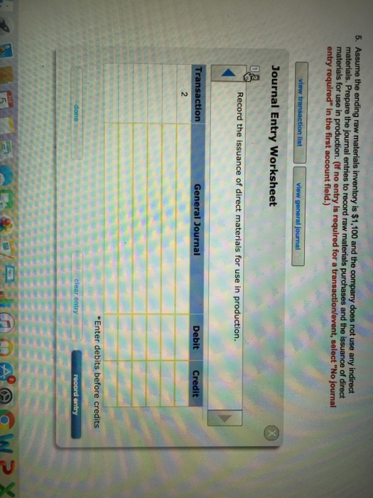 Solved 5. Assume the ending raw materials inventory is