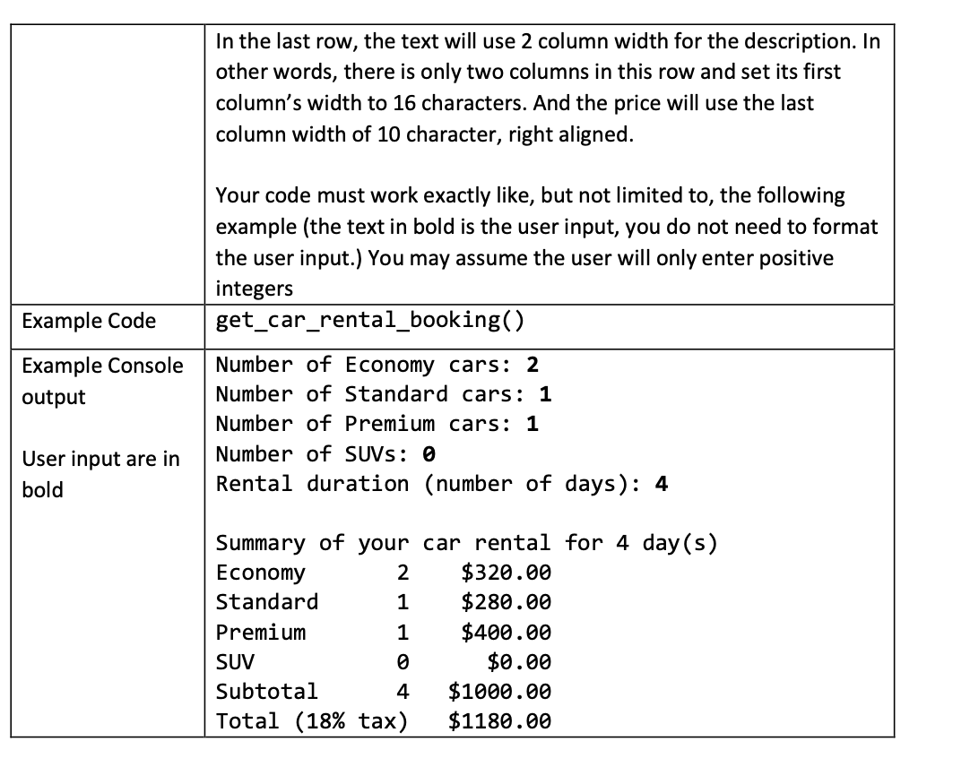 Solved Python languageQ3:"The room car listing should be | Chegg.com