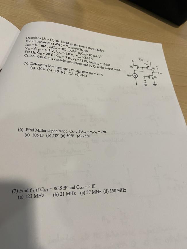 Questions (5) - (7) are based on the circuit ahown | Chegg.com