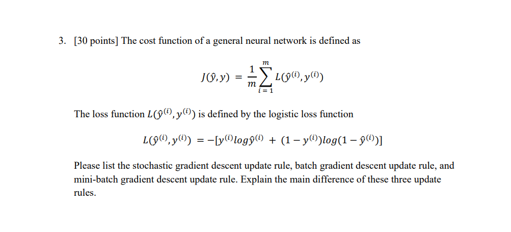 Solved 30 points T Please list the stochastic gradient Chegg