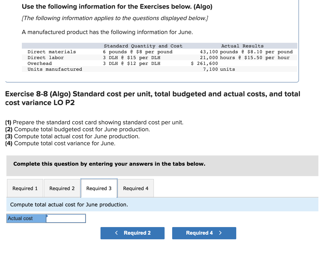 Solved Use the following information for the Exercises | Chegg.com