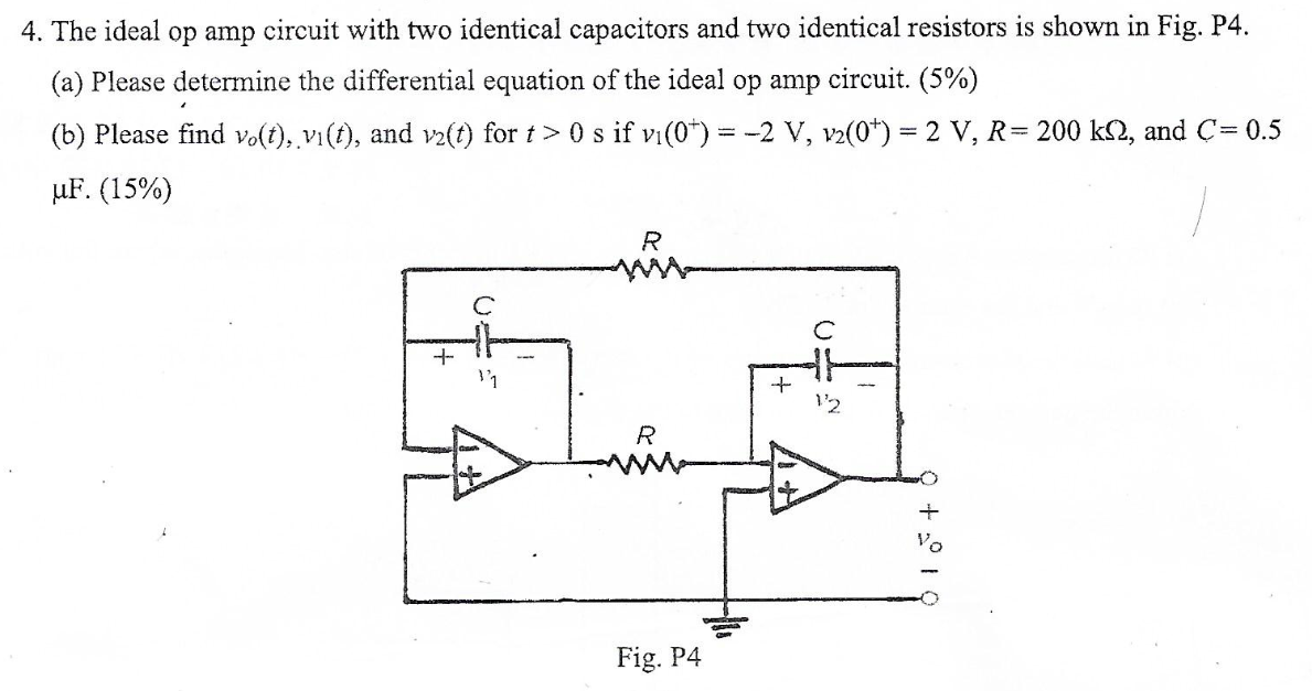 Solved 4 The Ideal Op Amp Circuit With Two Identical Chegg