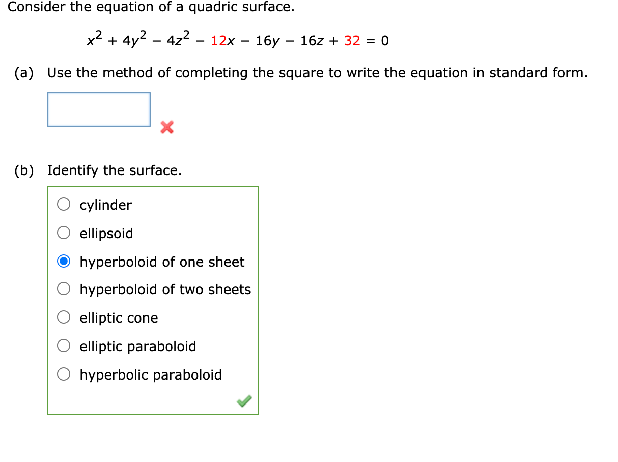 Solved Consider The Equation Of A Quadric Surface X2 4y2 3071