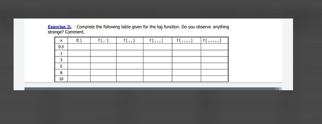 Solved Exercise 3: Complete the following table given for | Chegg.com