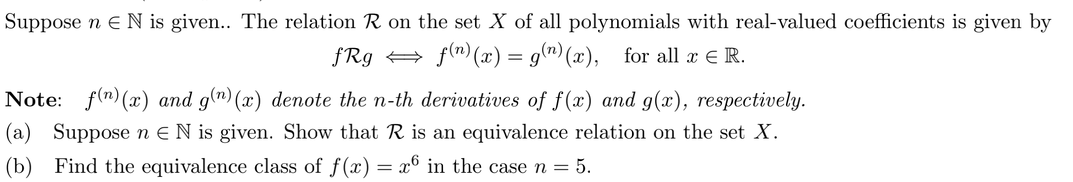 Solved Suppose n e N is given.. The relation R on the set X | Chegg.com