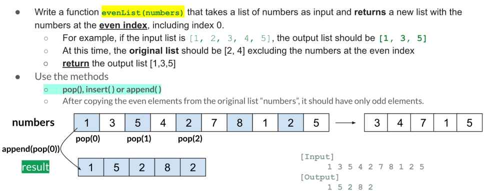 Solved - Write a function evenlist (numbers) that takes a | Chegg.com