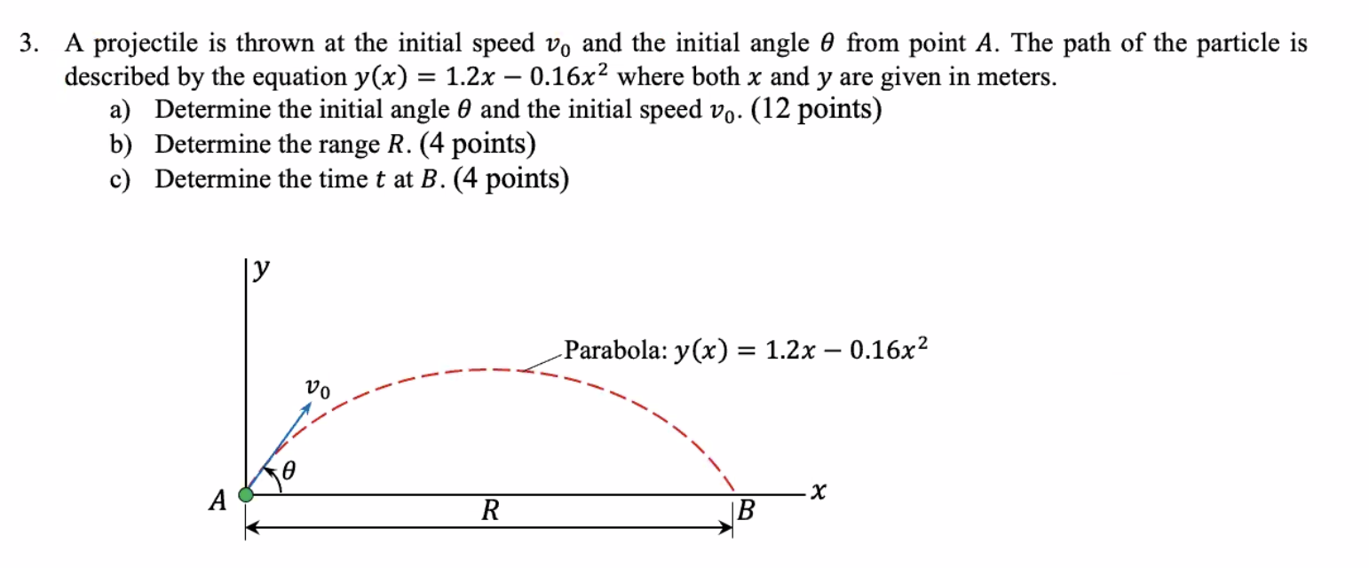 Solved 3. A projectile is thrown at the initial speed v, and | Chegg.com