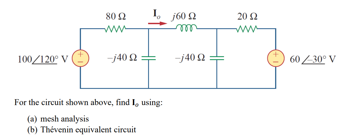 Solved For the circuit shown above, find Io using: (a) mesh | Chegg.com