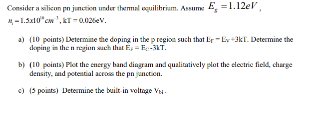 Solved Consider a silicon pn junction under thermal | Chegg.com