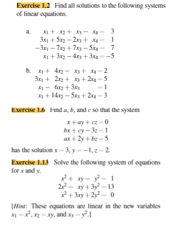 Solved Exercise 1.2 Find all solutions to the following | Chegg.com