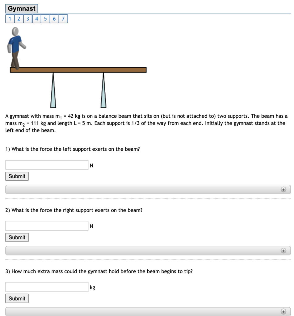 Solved Gymnast 1 2 3 4 5 6 7 A Gymnast With Mass M = 42 Kg | Chegg.com