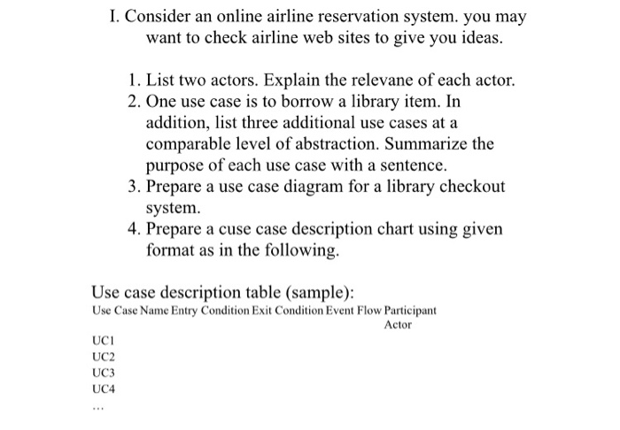 Solved I. Consider an online airline reservation system. you | Chegg.com