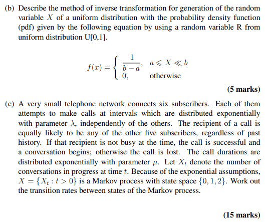 Solved (b) Describe The Method Of Inverse Transformation For | Chegg.com