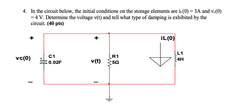 Solved In the circuit below, the initial conditions on the | Chegg.com