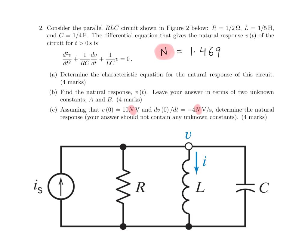 Solved 2 Consider The Parallel Rlc Circuit Shown In Figu Chegg Com