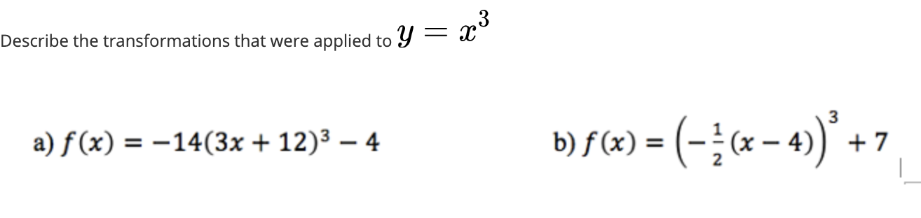Solved Describe the transformations that were applied to Y = | Chegg.com