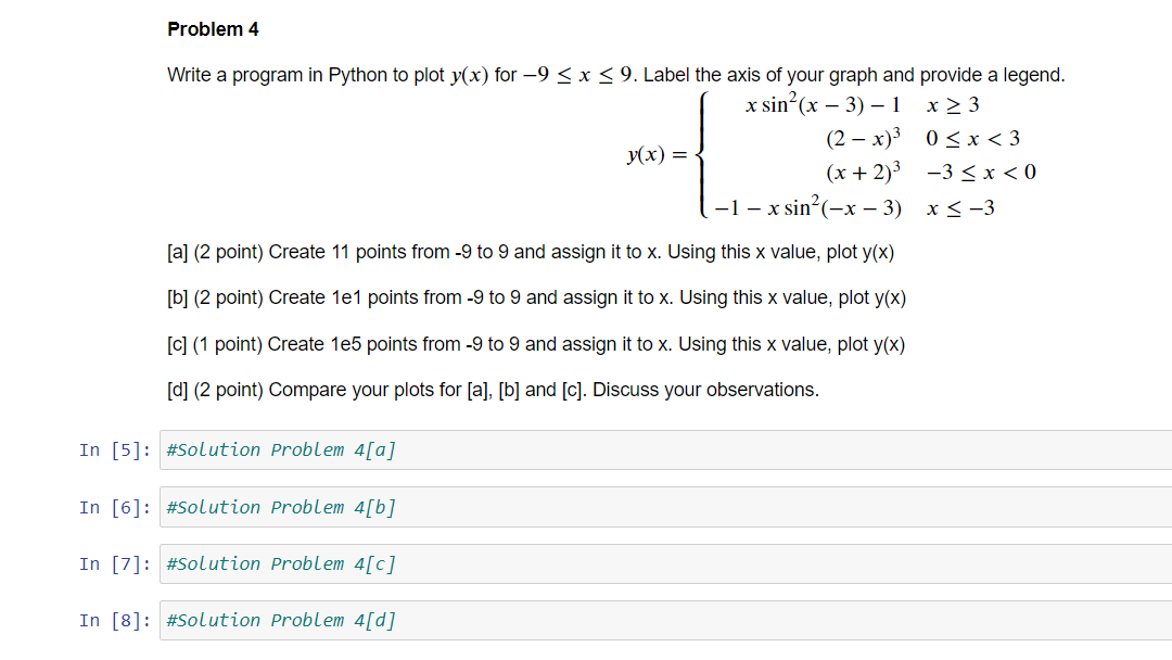 Solved Problem 4 Write a program in Python to plot y(x) for | Chegg.com