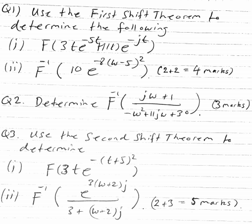 Solved QI) Use the First Shift Theorem to determine the | Chegg.com