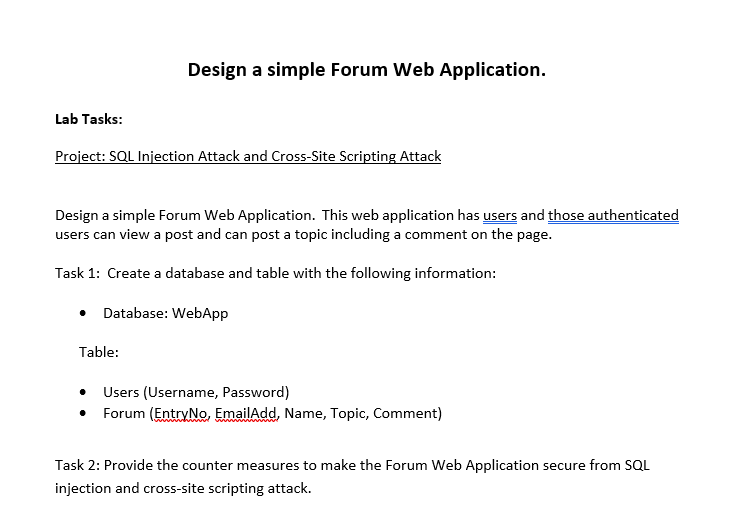 Solved Design a simple Forum Web Application using HTML and | Chegg.com