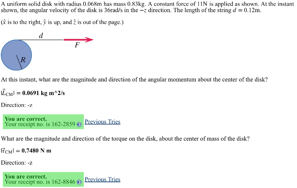 Solved A Uniform Solid Disk With Radius M Has Mass Chegg Com