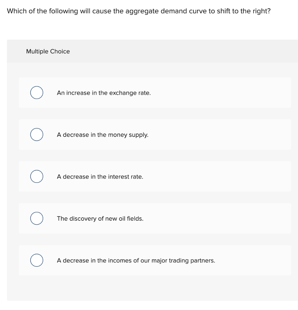 Solved Which of the following will cause the aggregate | Chegg.com